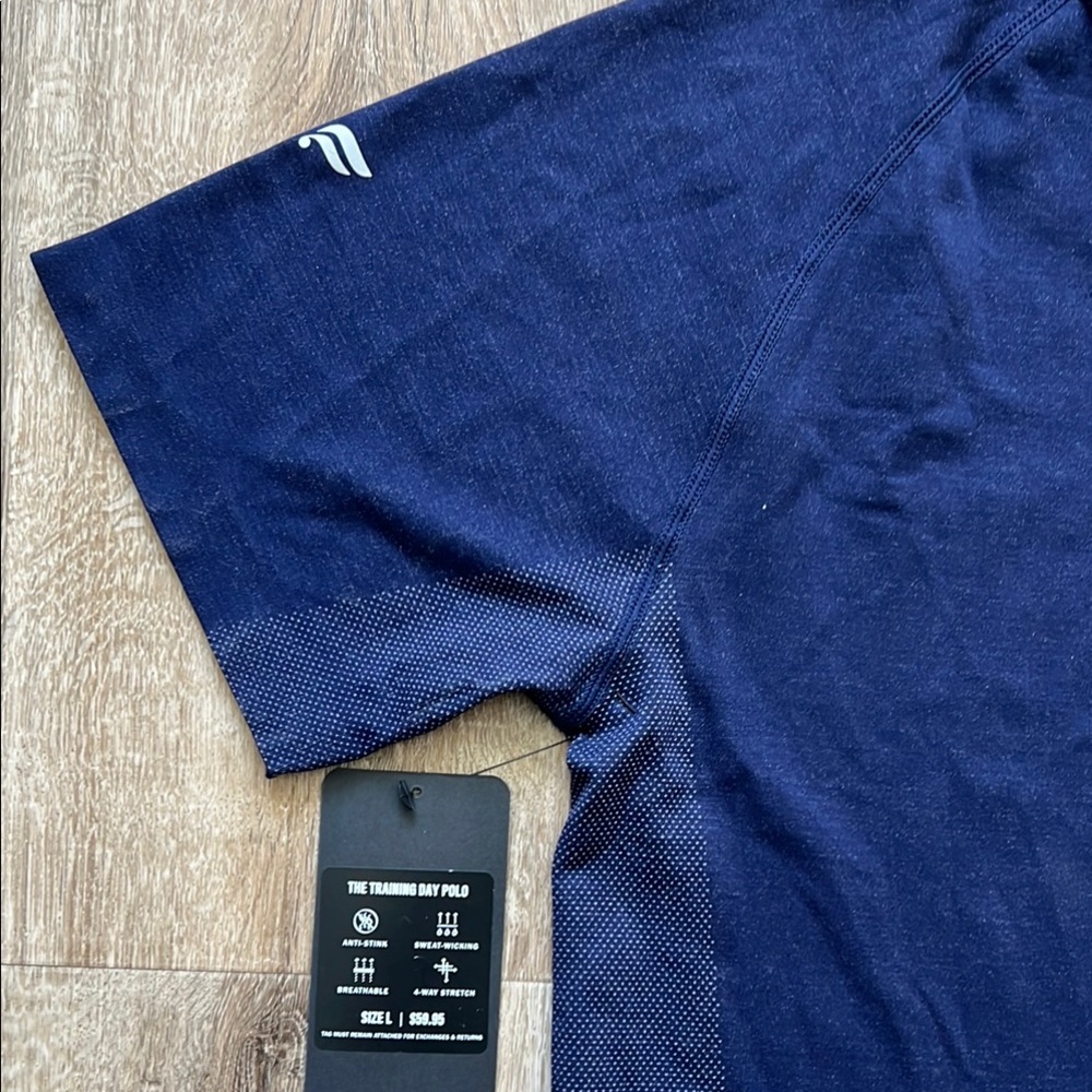 Men's Fabletics Navy Blue Polo Shirt - Picture 6 of 6